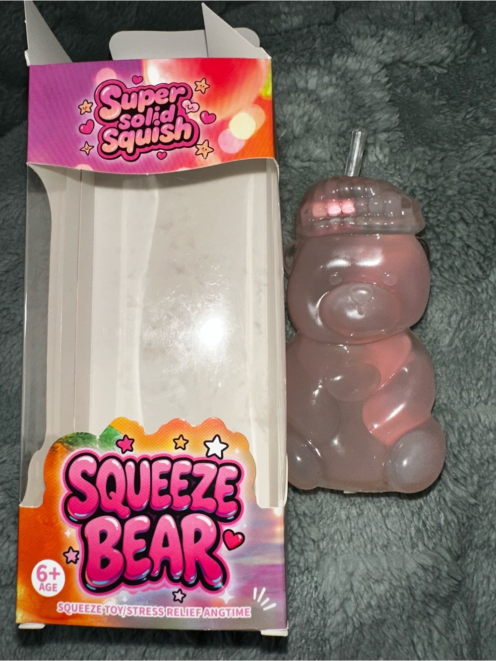 Squeeze Bear coconut oil Pink Stress Relief Toy with charms
